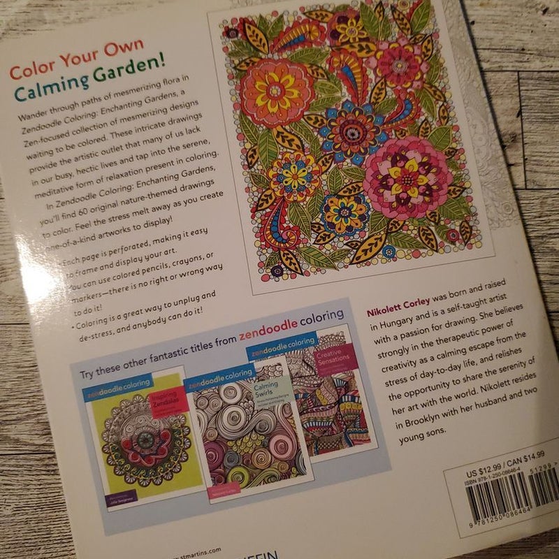 Zendoodle Coloring: Enchanting Gardens by Nikolett Corley, Paperback