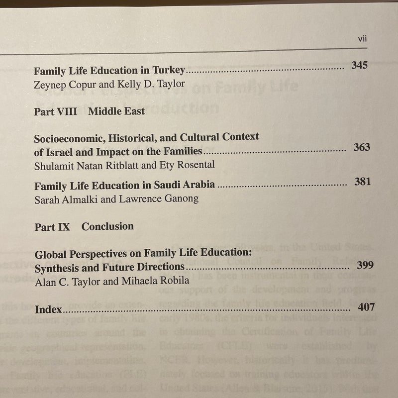 Global Perspectives on Family Life Education