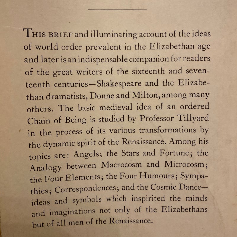 The Elizabethan World Picture 