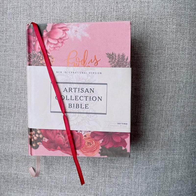 NIV, Artisan Collection Bible, Cloth over Board, Pink Floral, Designed Edges under Gilding, Red Letter Edition, Comfort Print