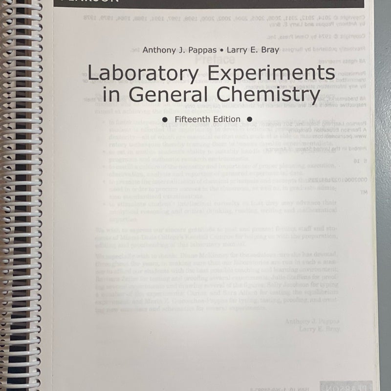 Laboratory experiments in general chemistry