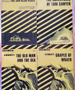 Cliff's Notes set: Grapes of Wrath, The Sun Also Rises, The Old Man and the Sea, The Adventures of Tom Sawyer