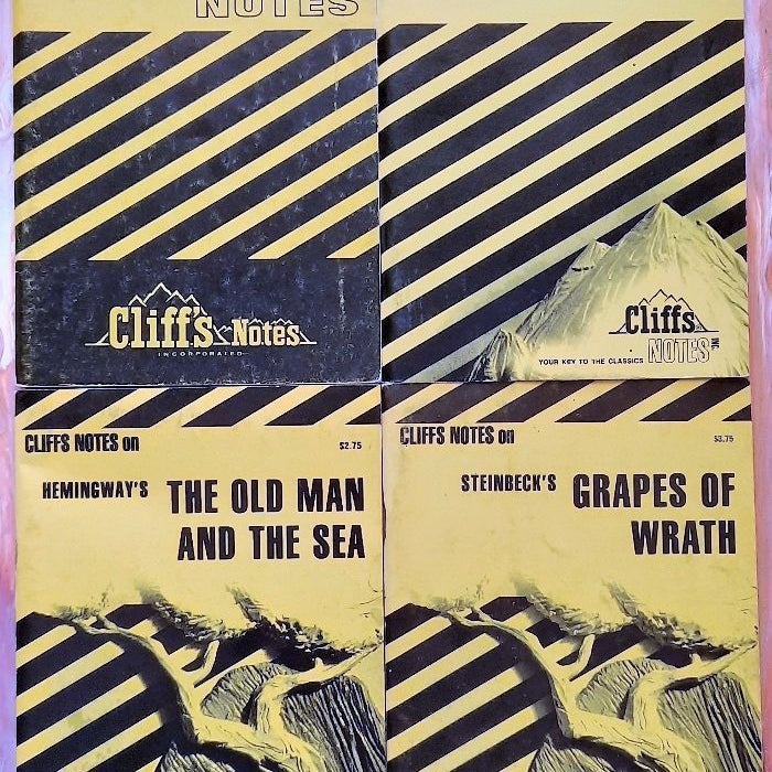 Cliff's Notes set: Grapes of Wrath, The Sun Also Rises, The Old Man and the Sea, The Adventures of Tom Sawyer