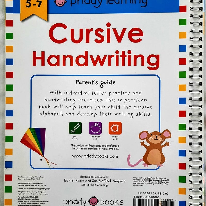 Wipe clean workbook cursive handwriting