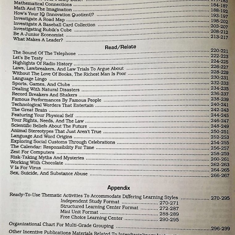 Interdisciplinary Units and Projects for Thematic Instruction