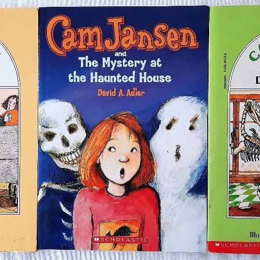 Set: Cam Jansen and the Mystery of the Stolen Diamonds (good), Cam Jansen and the Mystery of the Dinosaur Bones (good), Cam Jansen and the Mystery at the Haunted House (new)