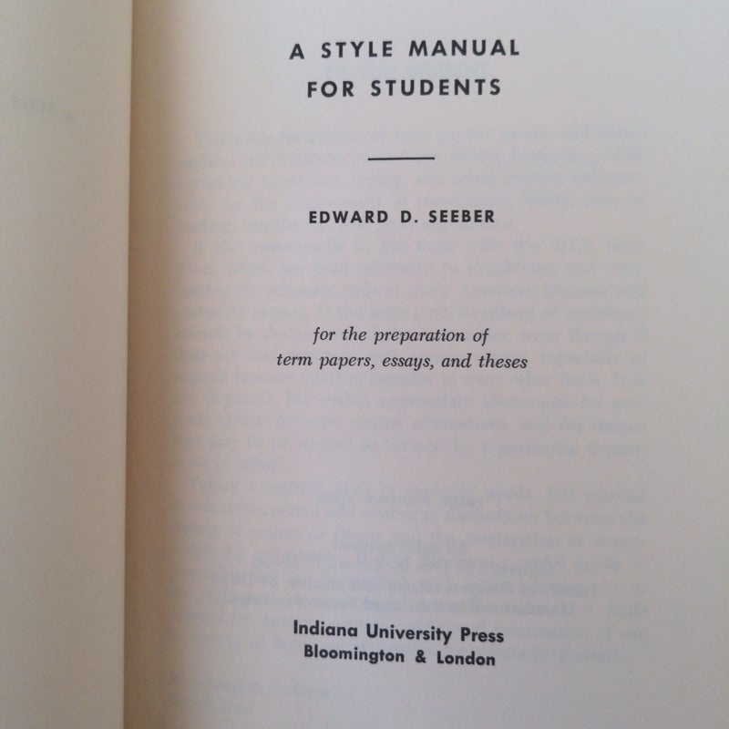 A Style Manual for Students