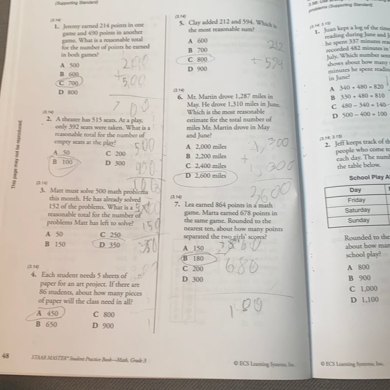 STAAR MASTER Student Practice Book, Math, Gr. 3
