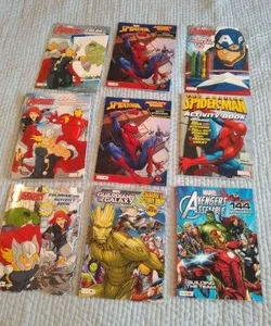 Lot of 9 Marvel Coloring and Activity books.