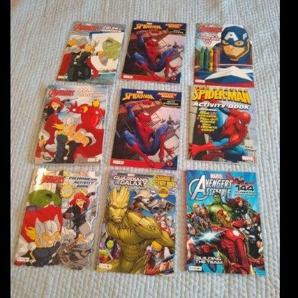 Lot of 9 Marvel Coloring and Activity books.