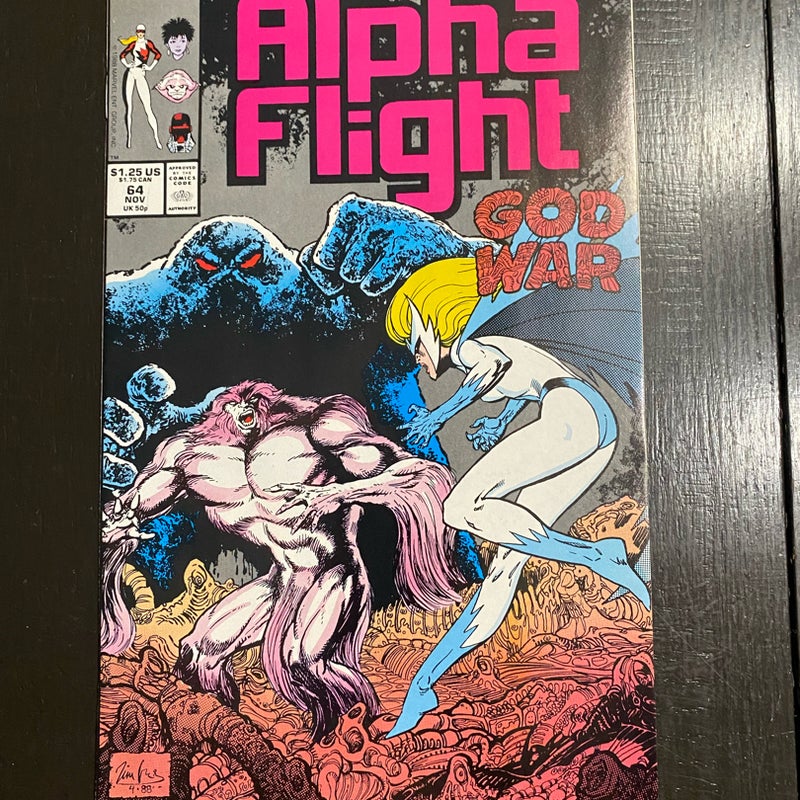 ALPHA FLIGHT #64 (Marvel 1988) Jim Lee Art, God War NM PDL