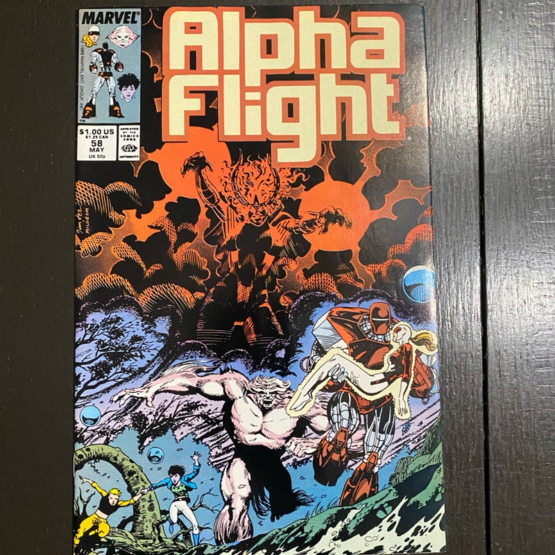 ALPHA FLIGHT #58 (Marvel 1988) Vindicator, Puck, Jim Lee Art NM- PDL