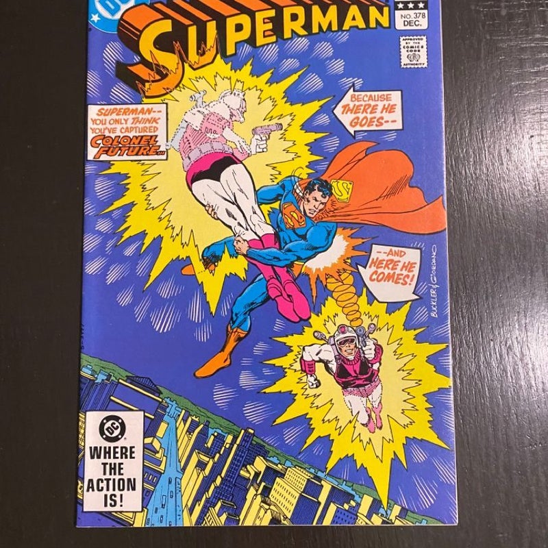 Superman 378 comic  Here comes Colonel Future DC NM- SDL