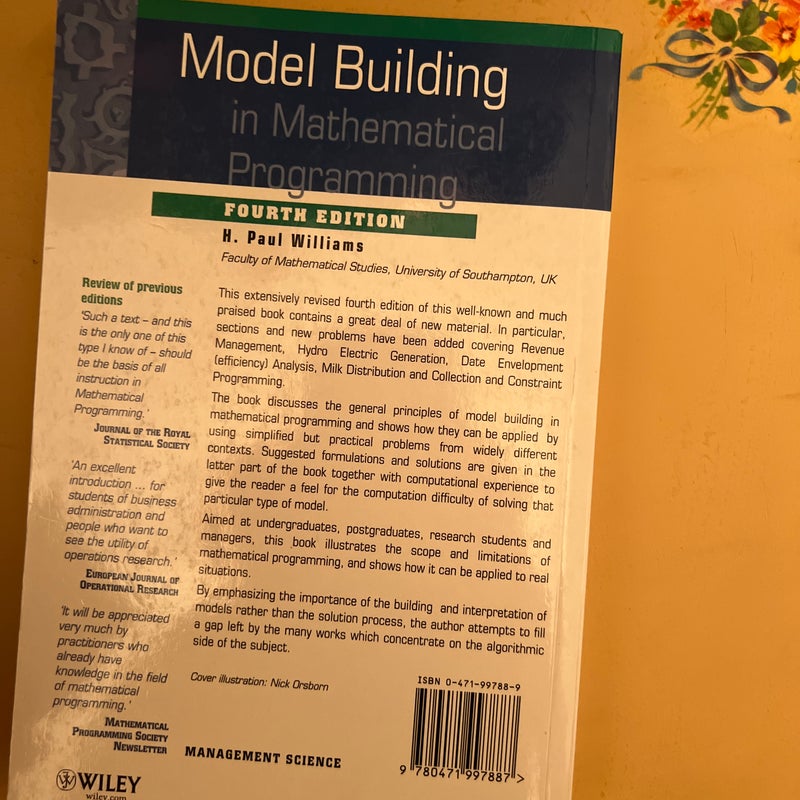 Model Building in Mathematical Programming by H. Paul Williams