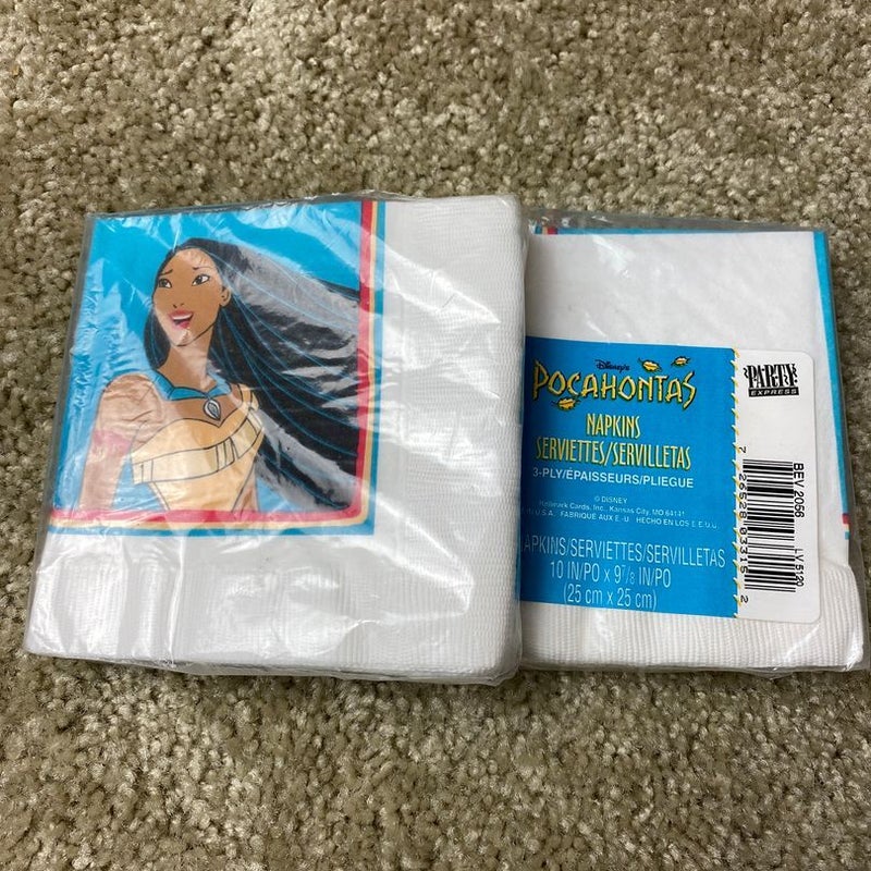 Vintage Party Express Hallmark Disney Pocahontas Napkins Plates 3-Ply