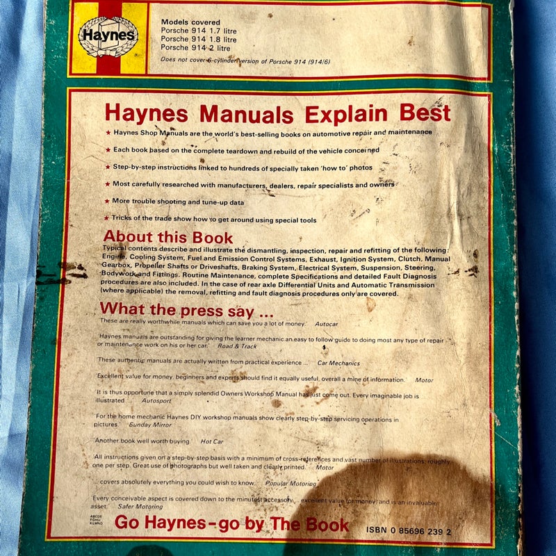 Porsche 914 4-Cylinder 1969 Thru 1976 Haynes Repair Manual