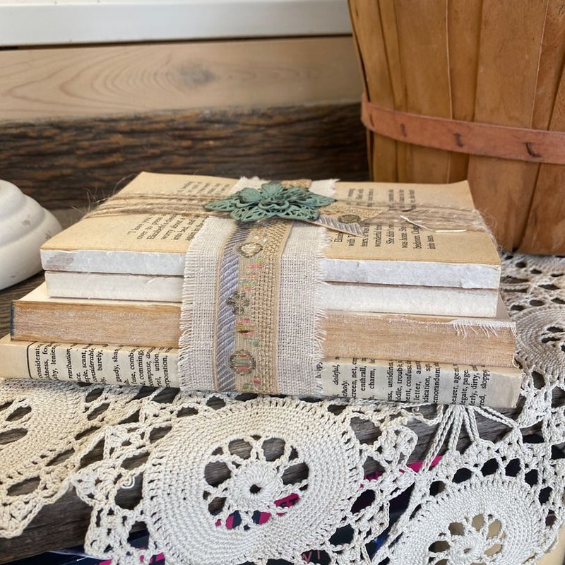 Decorated Vintage Recycled Bookstack