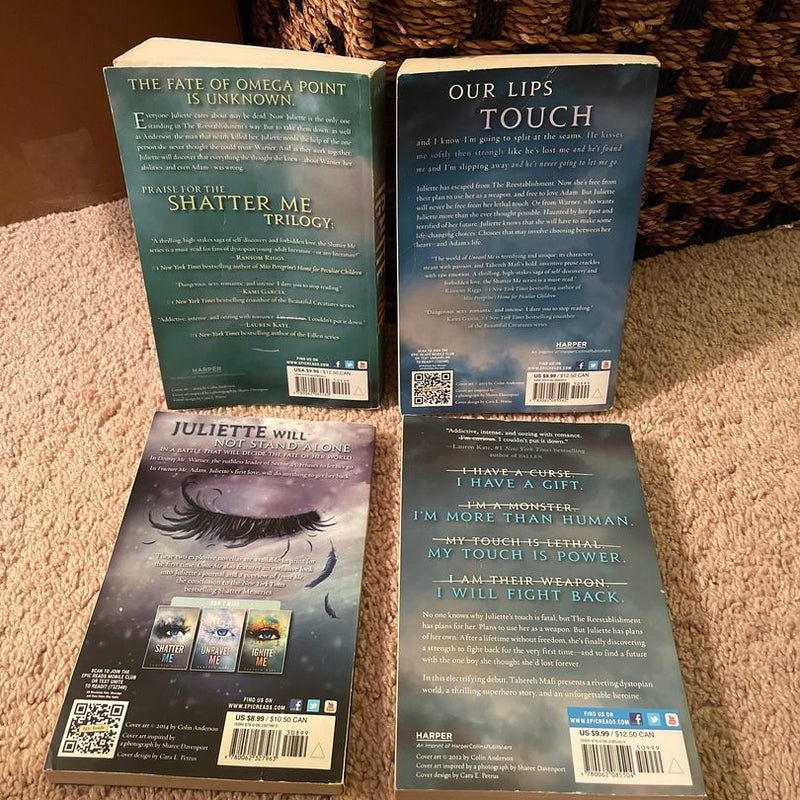 Shatter Me series (books 1-3 & novella)