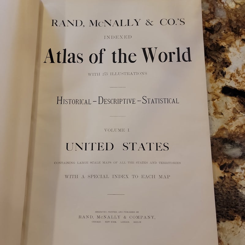 Rand-McNally Indexed Atlas of the World Revised Edition United States 1905