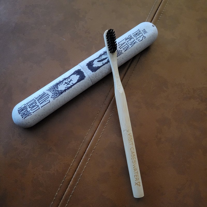 The Raven Cycle bamboo toothbrush and case