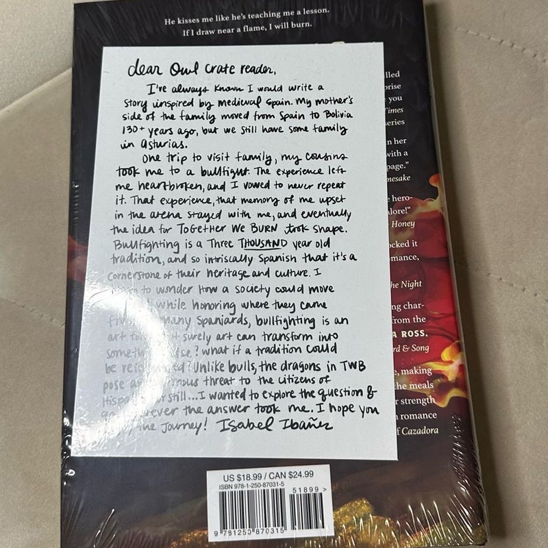 Owlcrate Together We Burn by Isabel Ibanez