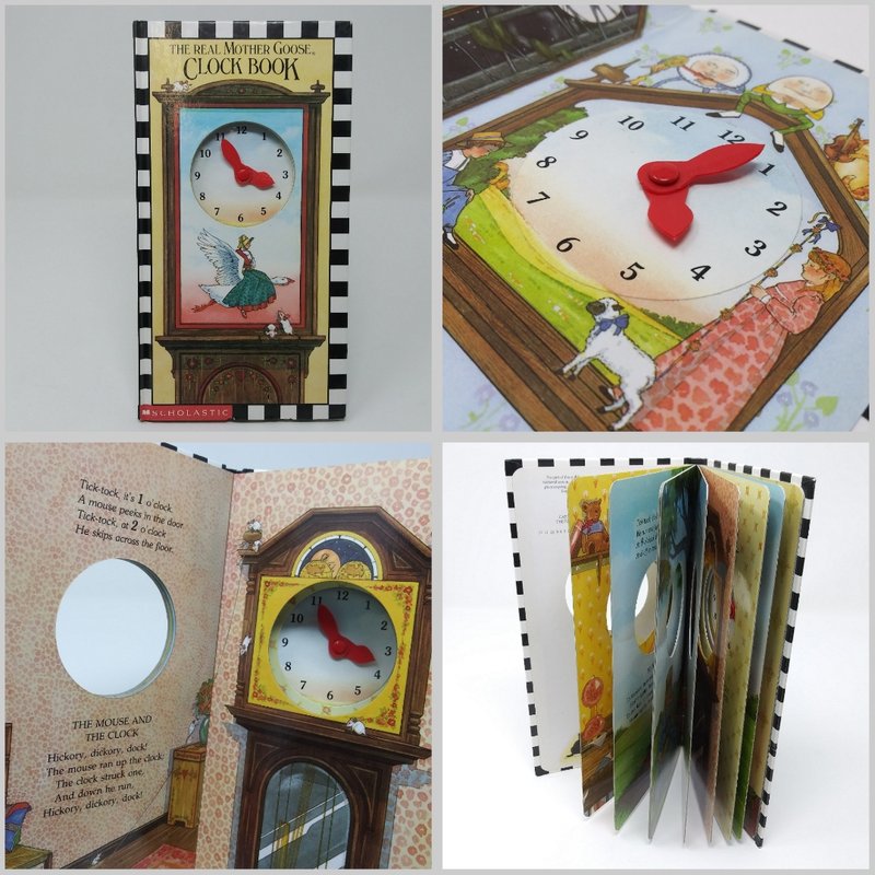 The Real Mother Goose Clock Book vintage moveable hands time teaching ...