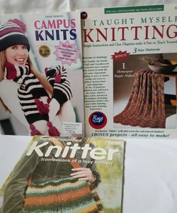 Bundle of 3 Knitting, Campus Knits, I taught myself to knit  The well rounded knitter