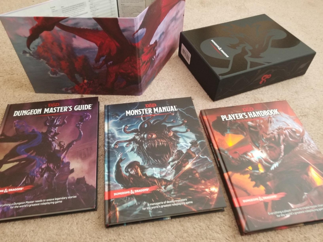 Dungeons and Dragons Core Rulebooks Gift Set (Special Foil Covers Edition with Slipcase, Player's Handbook, Dungeon Master's Guide, Monster Manual, DM Screen)
