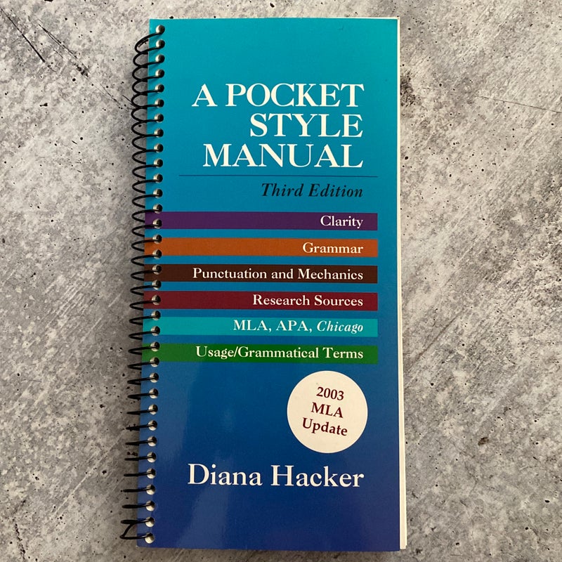 Pocket Style Manual 2003 MLA Update and Merriam Webster Dictionary