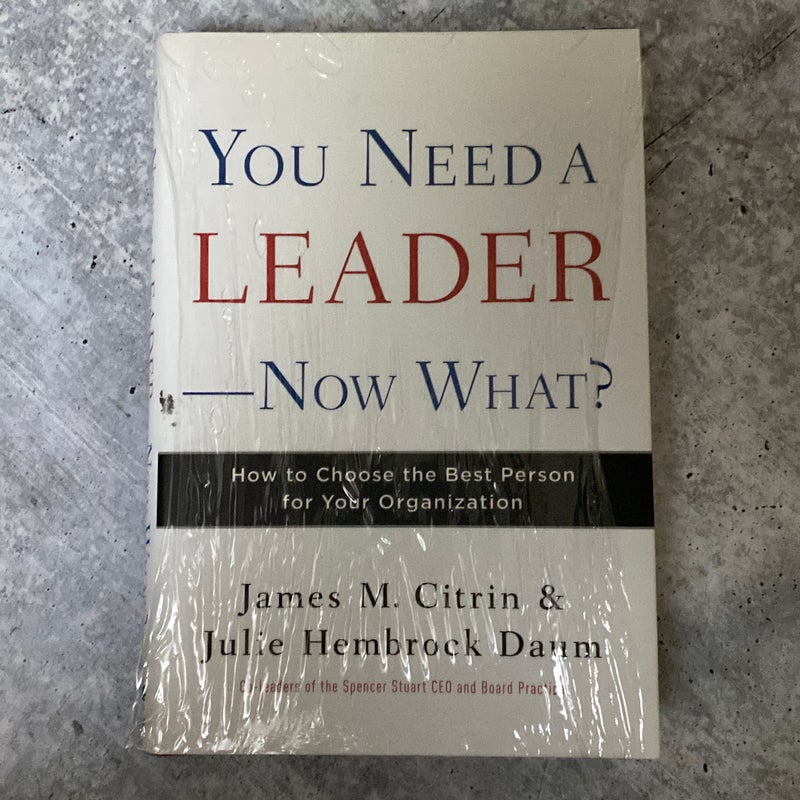 You Need a Leader--Now What?