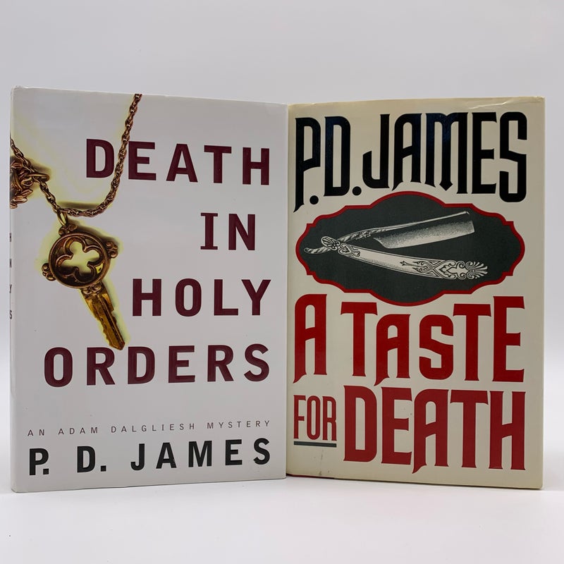 Vintage P.D. James Death in Holy Orders and A Taste for Death Hardcover Murder