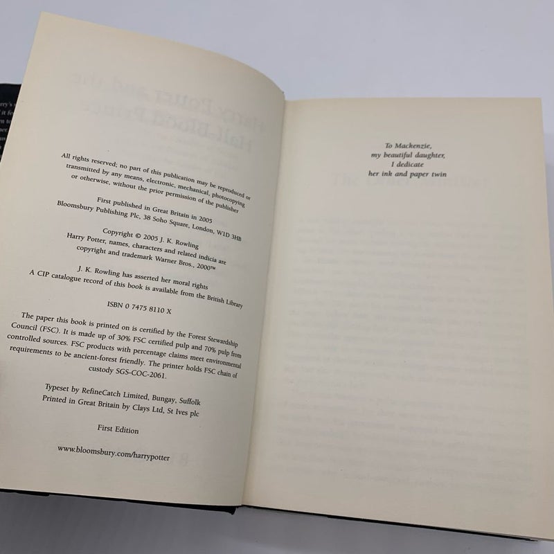 Rare Bloomsbury Harry Potter and the Half Blood Prince Adult Edition
