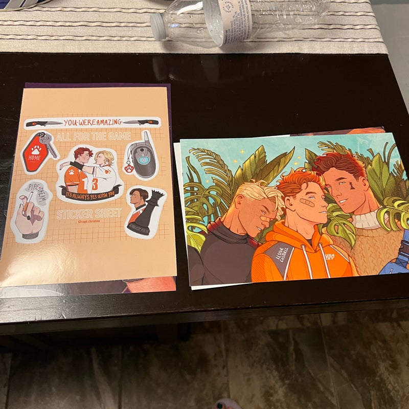 All for the game trilogy by Nora Sakavic, goodies from Obsidian Moon crate special box