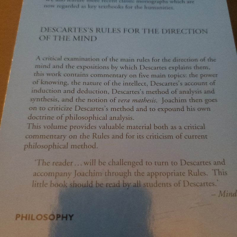 Descarte s rules for the direction of the mind by harold h joachim