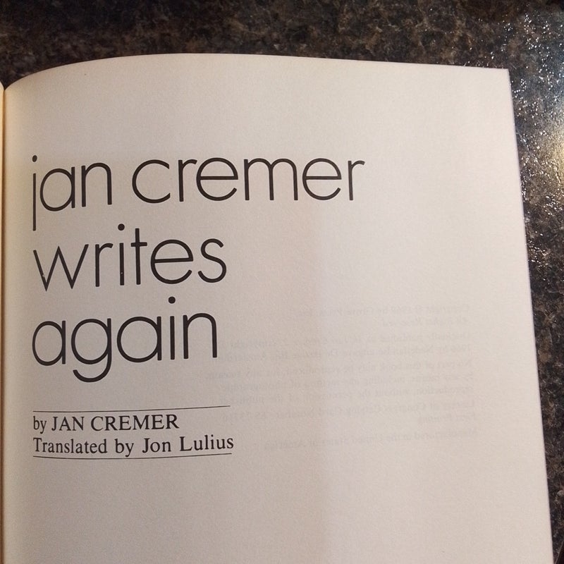 Jan Cremer Writes Again 