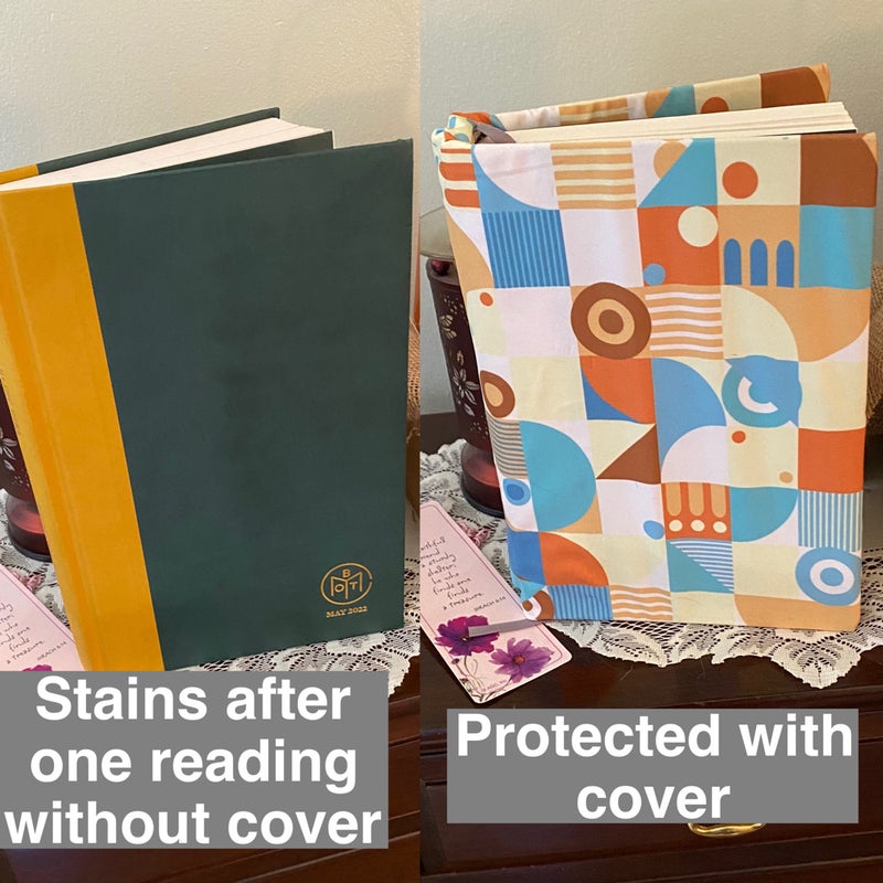 Washable Book Cover - Fabric Book Sleeve for Hardcovers and Textbooks 