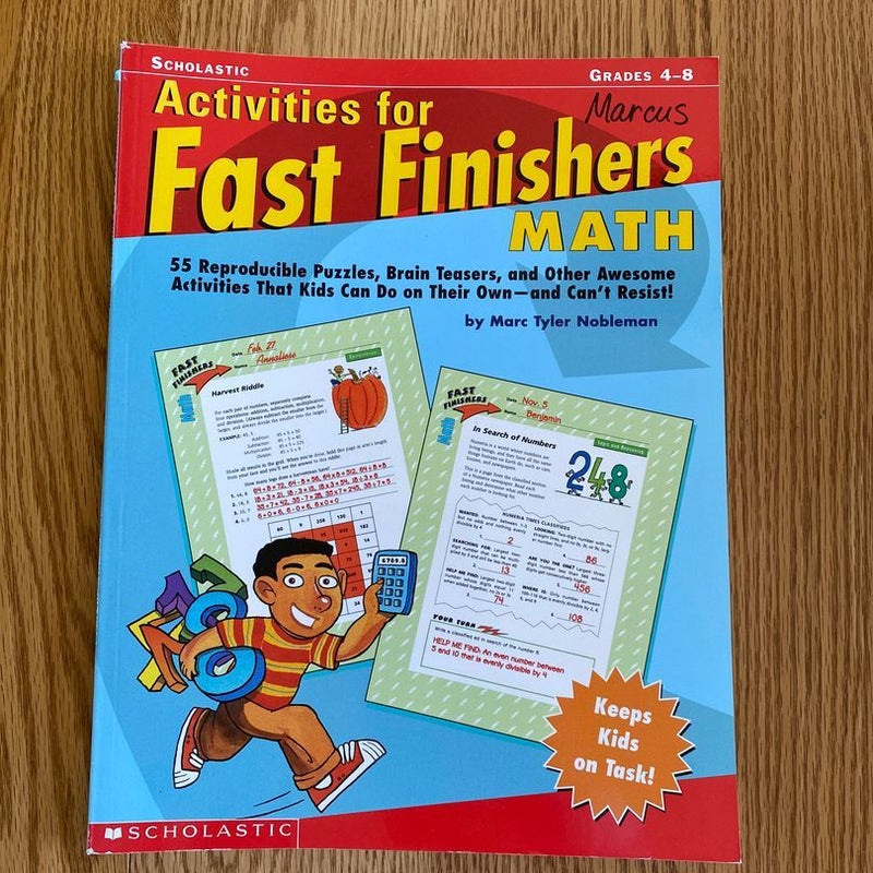 Activities for fast finishers in math Grades 4-8