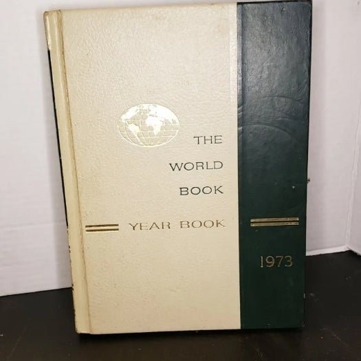 The World Book:  Year Book - 1973 and 1974 - The World Book Green Ivory