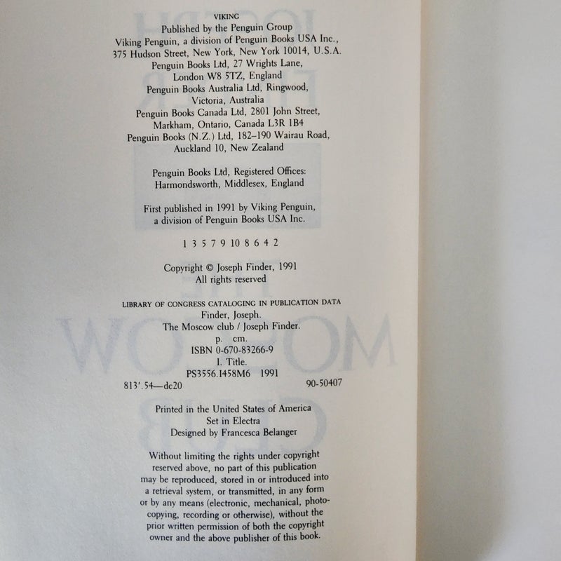 The Moscow Club ***RARE FIRST EDITION***