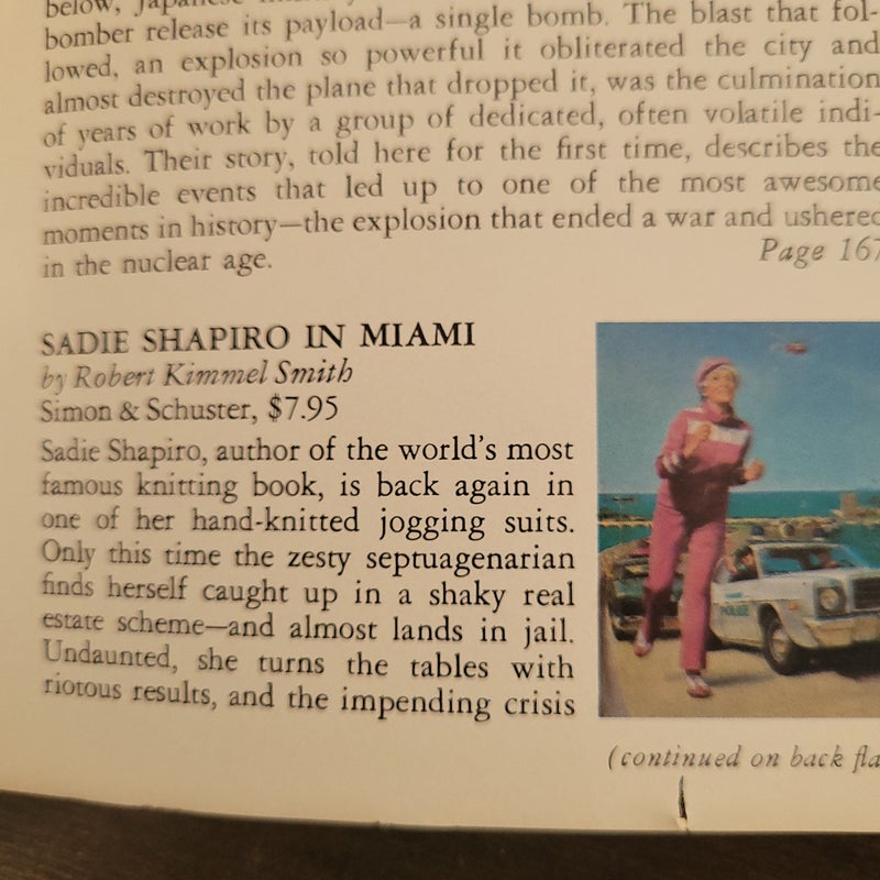 The Stone Bull, Enola Gay, Sadie Shapiro in Miami, The Scofield Diagnosis