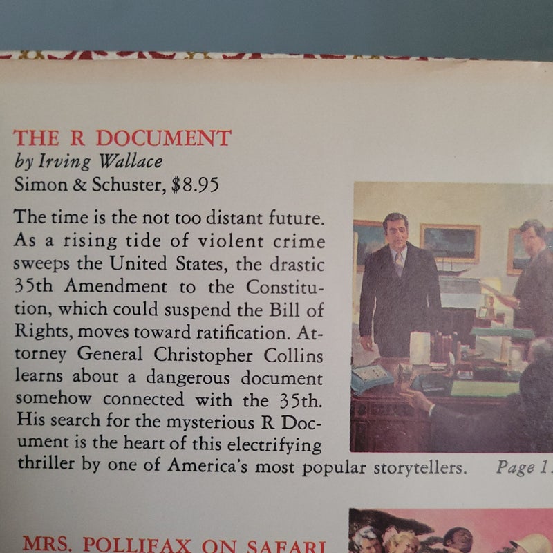The R Document, Mrs. Pollifax on Safari, Home Before Dark, The Glory Boys, The Spuddy