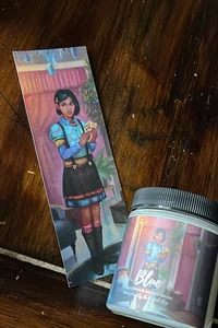 Raven cycle bookmark and candle 