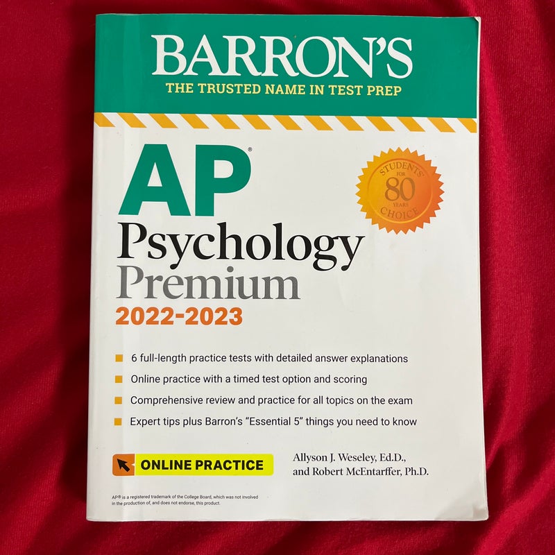 AP Psychology Premium, 2022-2023: 6 Practice Tests + Comprehensive Review + Online Practice