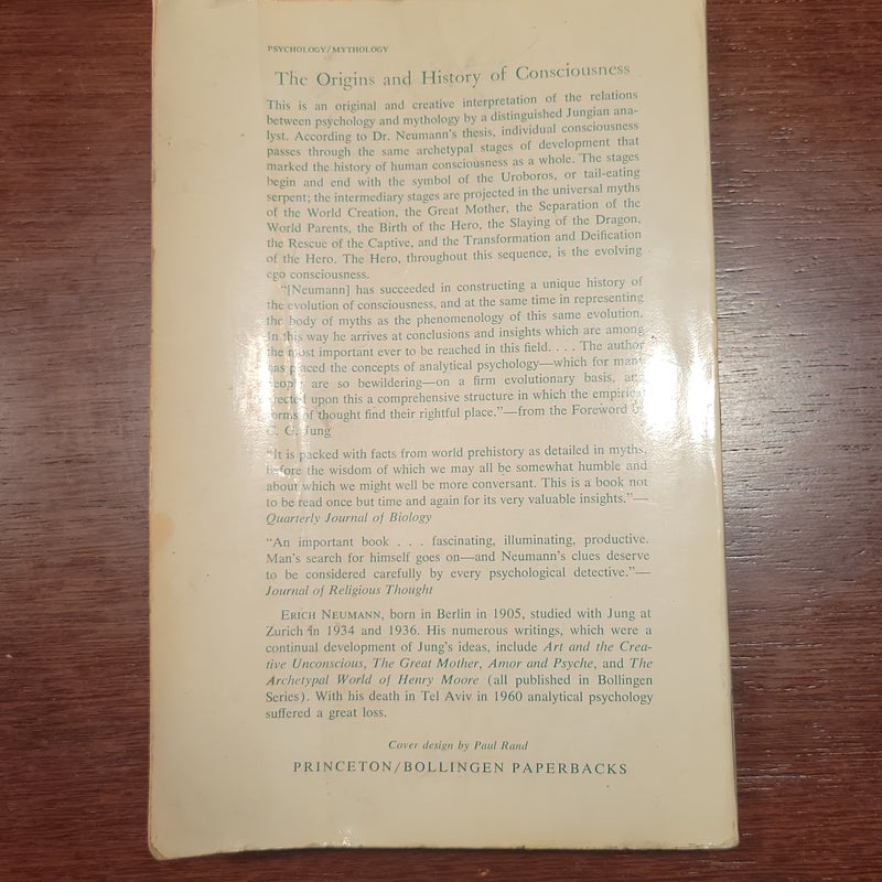 The Origins and History of Consciousness by Erich Neumann, Paperback