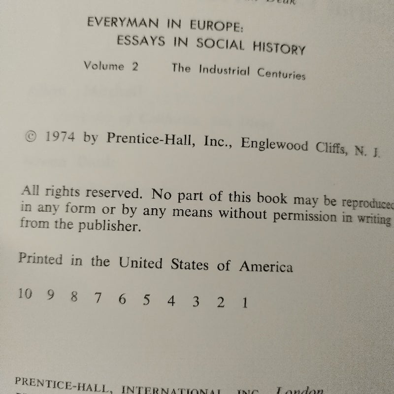 Everyman in Europe, Essays in Social History VOL.II