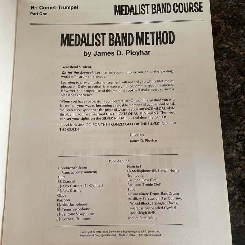Medalist Band Method Part one Trumpet 
