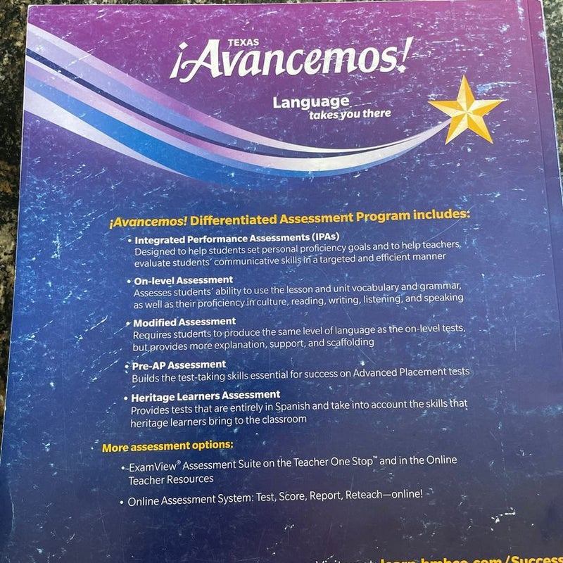 Texas Avancemos Differentiated Assessment 2018 