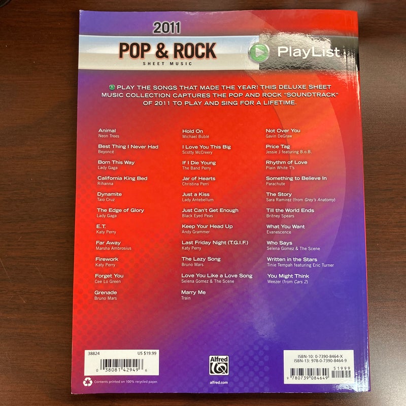 2011 Pop and Rock Sheet Music Playlist