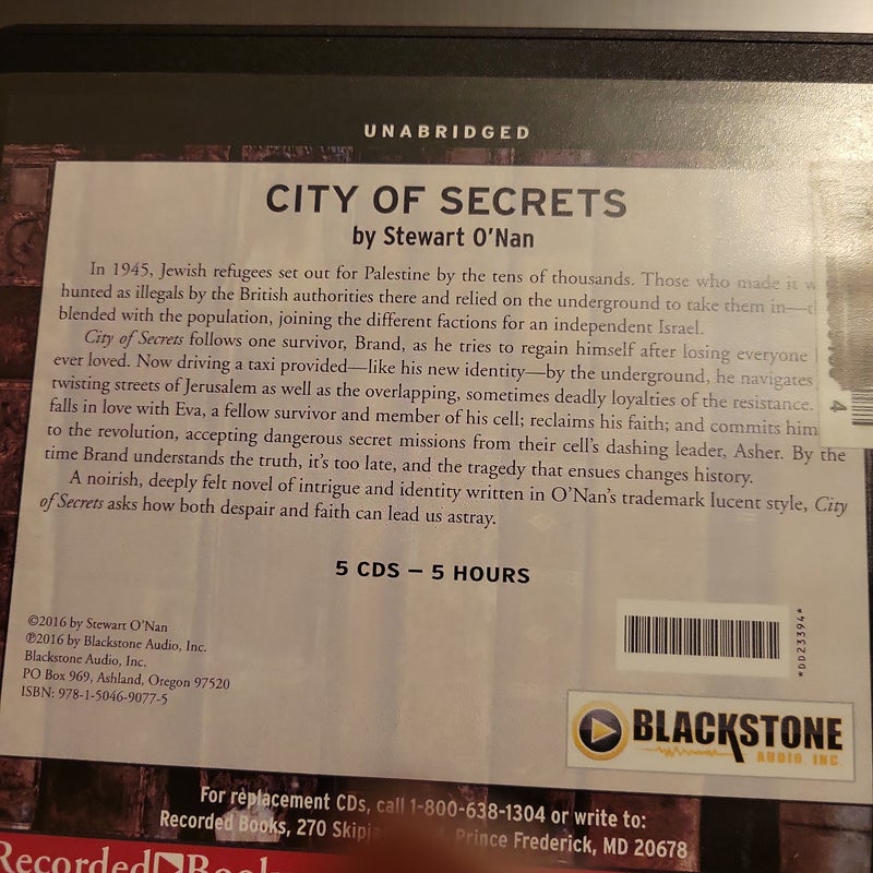 City of Secrets audiobook CD