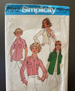 Vintage Misses Shirt Sewing Pattern from 1977
